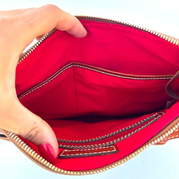 Dooney & Bourke Tan Pebbled Leather Camel Crossbody Shoulder Bag Purse - Picture 14 of 16